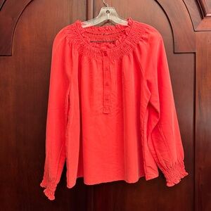 Women's Melon Colored Smocked Blouse Pheasant Top size Medium
